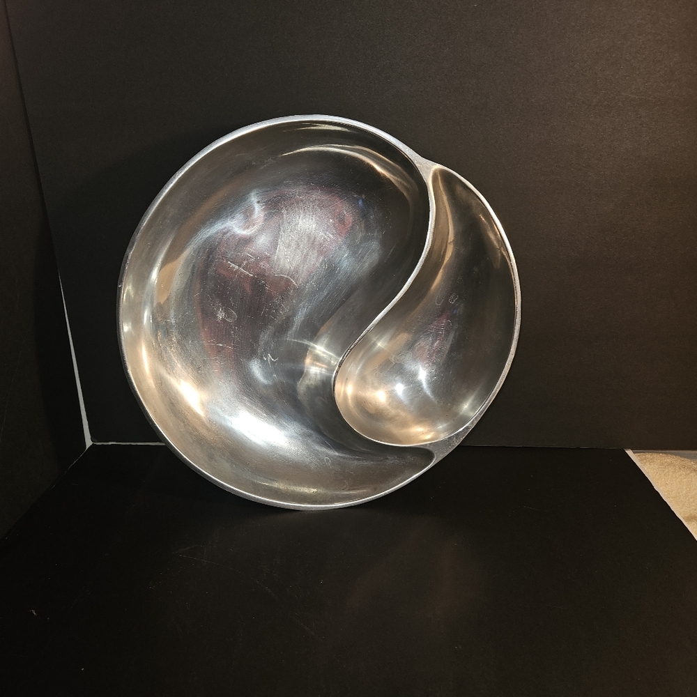 VTG Towle Pintel Collection Yin Yang Aluminum Chip & Dip Serving Bowl/Bowl